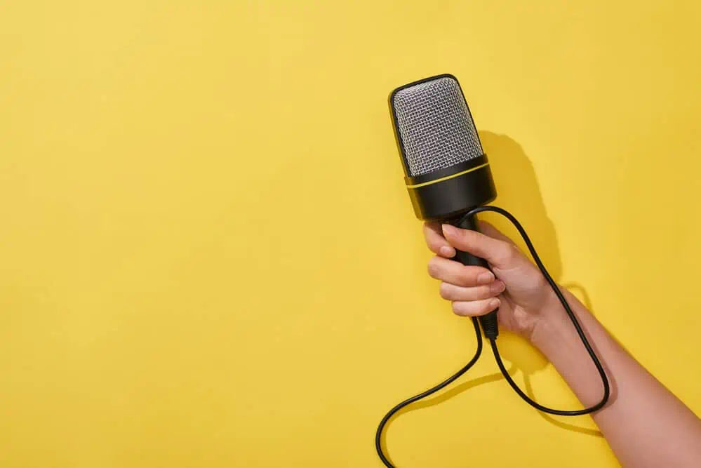 Microphone on a yellow background